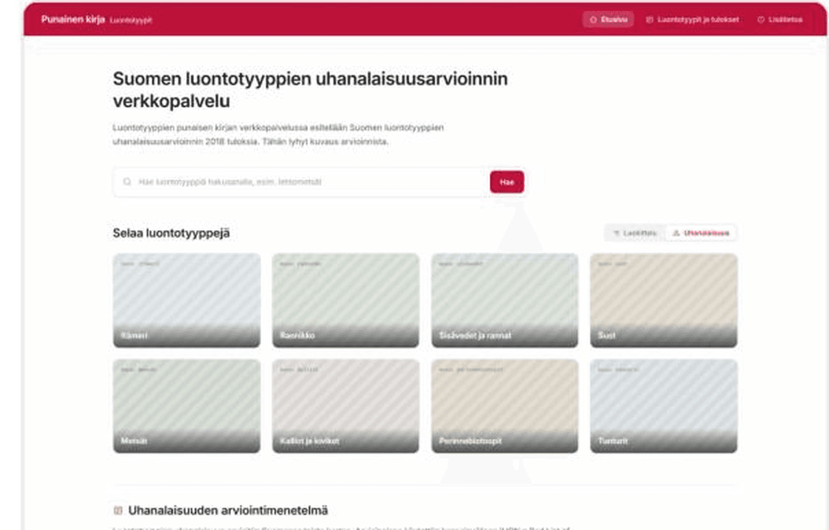 Red List of habitat types service