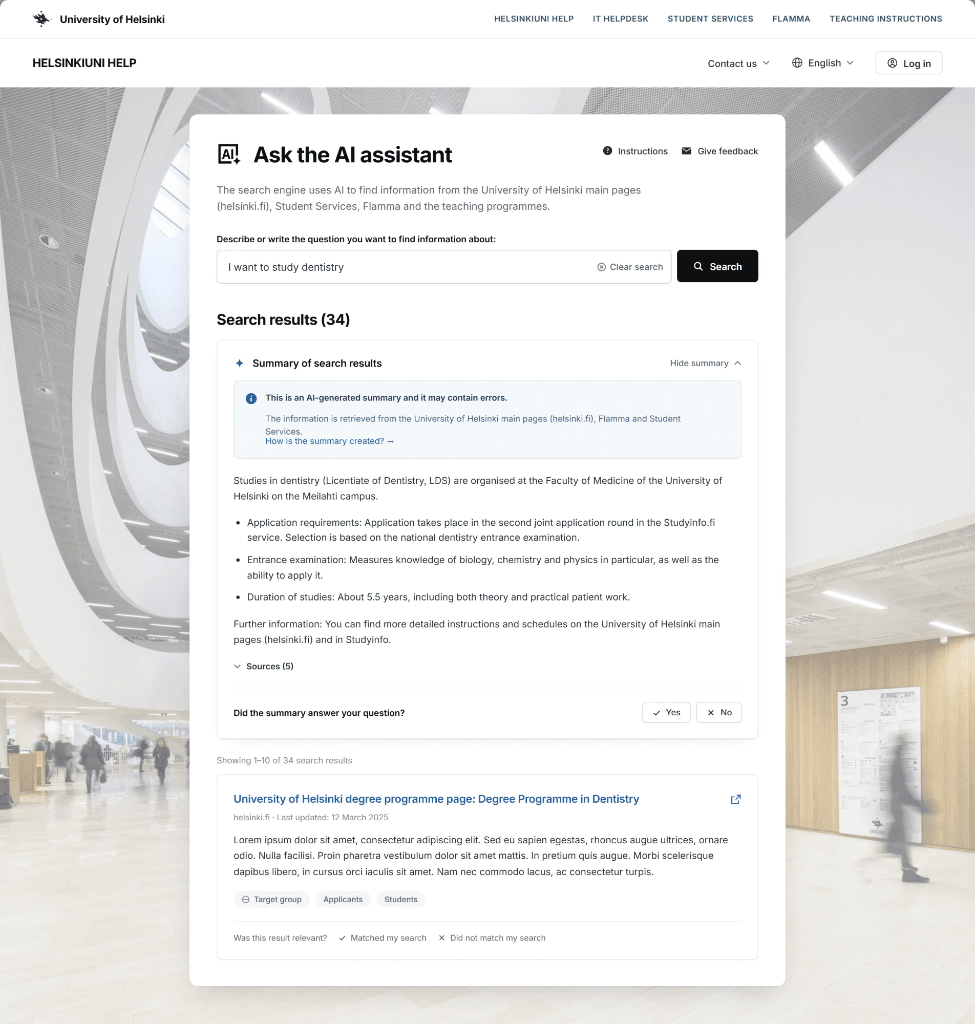 AI search results, desktop